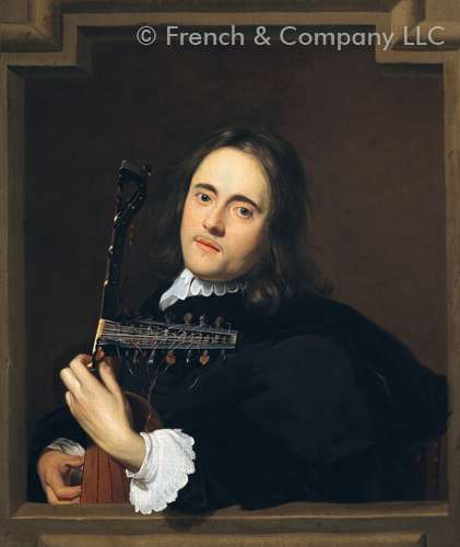 A Young Man at a Stone Window Playing a Theorbo 1646 by Jacob van Oost (1601 - 1671) ******PORTRAIT FOR SALE****** ***CLICK TO CONTACT GALLERY***  FRENCH & COMPANY LLC  NEW YORK CITY
